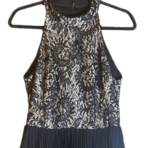 XSCAPE Black Pleated Skirt With Lace Halter Top Evening Cocktail Dress Sz 10 📦 - Picture 6 of 8